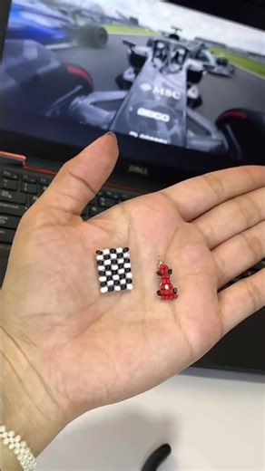 How to make F1 Beaded Charm🏎️🤍✨ #diy #charmaccessories #beadedaccessories