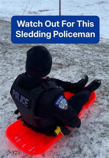 Watch out! Make sure to sled the speed limit, as this officer shows what happens when you go just a little too fast.