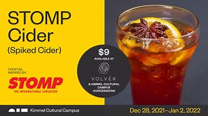 “An invigorating total-body experience.” Was the Chicago Tribune talking about Stomp or the signature drink we created for STOMP’s return to the Kimmel Cultural Campus? 🤔 It doesn’t matter 🤷🏽‍♀️. Make a STOMP Cider of your own, then plan to join us, December 28 - January 2, when the international percussion sensation comes to Philly ➡️ https://bit.ly/3AUAuBz | Ensemble Arts Philly