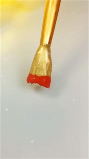 Crimson Red , Gold 💛🪙 One Stroke Relax 🎨 Relaxing Satisfying #youtubeshorts #shortsfeed #art #colors