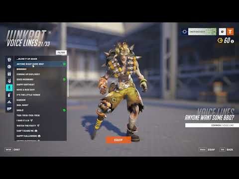 Junkrat Voice Lines, Emotes, and Victory Poses.