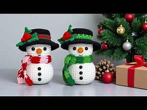 Crochet Snowman Amigurumi in Wonderful Hat ⛄ NO SEWING REQUIRED ⊹ Christmas Ornaments / Gift / Decor