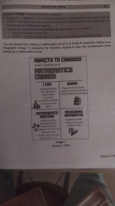 You are tasked with creating a mathematics corner in a Grade R ... | Filo