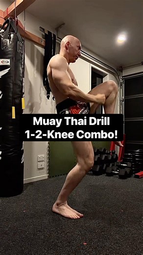 Muay Thai Drill 1-2-Knee Combo! 🔥💪🐉 #shorts #muaythai #fitover50