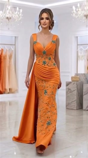 Luxury Beaded Evening Dress with Train ✨ Draped Elegant Gown | 4 Colors Collection 2026