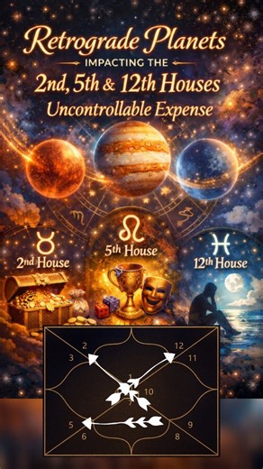 Manoranjan Gowda on Instagram: "🌟 2,5,12 Connection with Retrograde Planets! ⭐ In astrology, the 2nd house is very important for wealth accumulation. It represents your bank balance and financial stability. If retrograde planets influence the 2nd house, there is no stability. Either the person becomes extremely cautious about spending, or they become a mad spender. ⭐ The 5th house is the house that never gives steady money. It is the house of desires in the modern world, and also the house of s