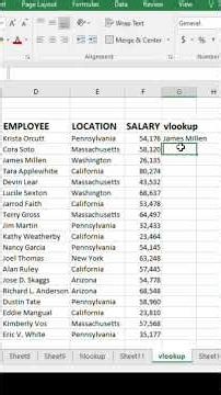 Vlookup function in Excel