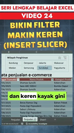 Filter Data dengan Insert Slicer (Pivot Table & Tabel Biasa)