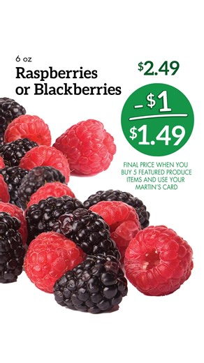 Fresh berries on your mind? 🍓👀 This week only: Fresh berries for just $1.49! Hurry, offer valid through 10/11. Shop now and make a sweet deal yours! #WeeklySpecials | Martin's Super Markets