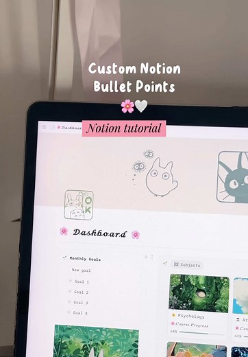 Quick tip on how to make custom bullet points in Notion 📝💡#notion #notiontok #notiontemplate #notionaesthetic #notionapp
