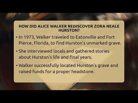 How Did Alice Walker Rediscover Zora Neale Hurston? - Black History Files