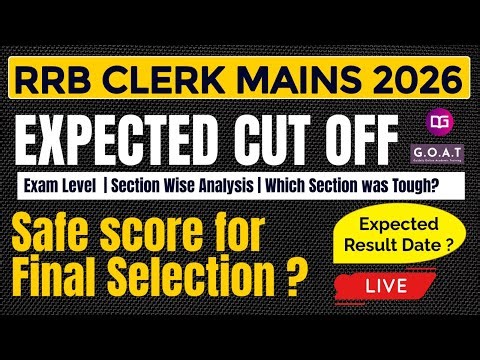RRB CLERK MAINS EXPECTED CUT OFF 2026 | SAFE SCORE FOR FINAL SELECTION #rrbclerk #rrbclerkmains