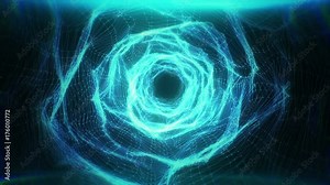 abstract space background, geometry surfaces, lines and points. Abstract tunnel grid. Can be used as digital dynamic wallpaper, technology background.