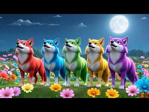 🎵 Rainbow Howling Wolves 🌈🐺 | Fun Animal Songs & Color Adventure for Kids 🎶