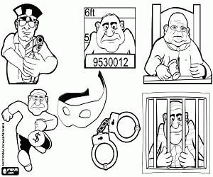 The characters of crime and justice coloring page printable game