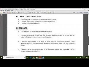 Multiple Sequence Alignment using Clustal Omega & T-Coffee Tool: Unit 14--1