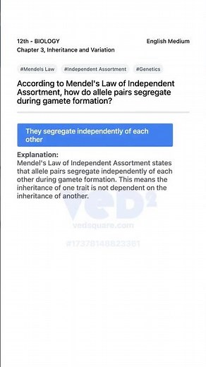 Mendels Law of Independent Assortment Explained 12th Biology