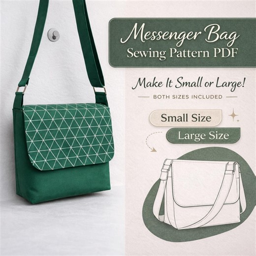 Messenger Bag Sewing Pattern PDF | Beginner Crossbody Bag Pattern With Adjustable Strap | Small & Large Sizes - Etsy New Zealand
