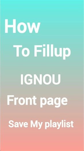 How to fillup IGNOU assignment front page #ignouassignment #ignou2026 #januarysession2026