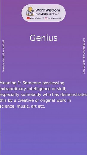 What Does "Genius" Mean? | English Vocabulary Shorts | WordWisdom