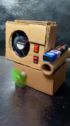 1 Scientific project item made of cardboard cooling fan DC motor 9V battery #shorts