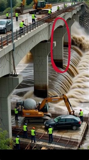 A very spooky element in the process of a bridge under repair collapsing