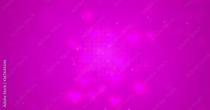 Gamer girl background theme. Purple retro background with pixelated pink hearts popping on the screen. Animated background.