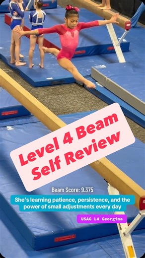 Level 4 Gymnast Self-Reviews Beam Routine | GA Judges Cup #GAJudgesCup #Level4Gymnastics #BeamRoutine #SelfReview #GymnasticsJourney | Teamsantosgymnasts