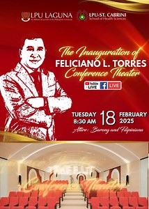 Curtains Up for a New Legacy! A new stage, a new vision—The Feliciano L. Torres (FLT) Conference Theater is ready to make history! Join us on February 18, 2025, as we unveil this world-class venue, built to inspire, innovate, and ignite greatness. Be there as history takes center stage! Catch it LIVE on Facebook & YouTube! #FLTConferenceTheater #LearnDifferentLiveDifferent | Lyceum of the Philippines University-Laguna