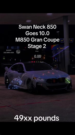Swan Neck 850 goes 10.0 M850 Gran Coupe Stage 2 Stay tuned as she enters 9.x With the lighter V8 brothers. Tipping the scales at 49xx Full interior stock wheels Stock turbo engine and trans. #m550i #m850i #m5 #baskispeedworks#torettotcu