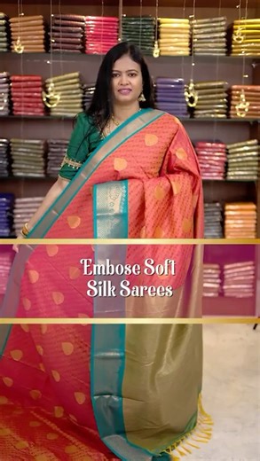Korvai border embose soft silk saree | Booking : 9443143352 | www.dsrsarees.com