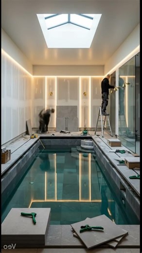 Luxury Indoor Swimming Pool Room Transformation | AI Renovation Timelapse (Cinematic)