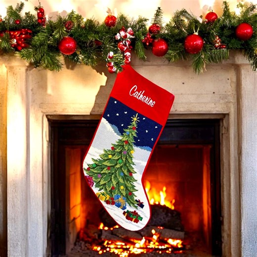 Personalized Needlepoint Christmas Stocking: Traditional Holiday Decor - Etsy