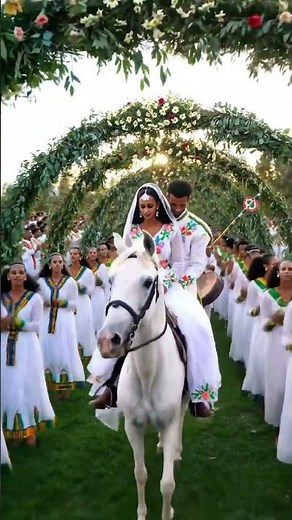 Ethiopian Wedding Horse Ride 🐎🌸 | The Living Flower Tunnel Procession 🇪🇹💍