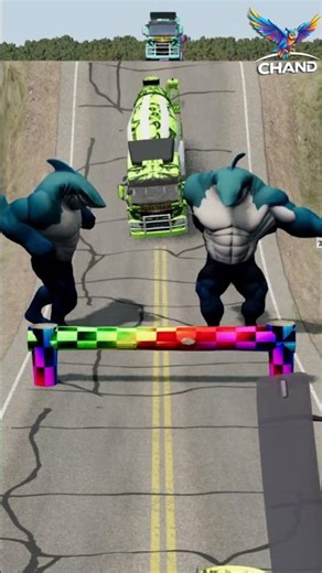 Unbelievable Mixer Truck vs Log Barrier! #shorts