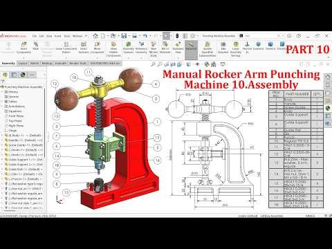 Manual Rocker Arm Punching Machine Assembly in SolidWorks (SolidWorks Assembly)