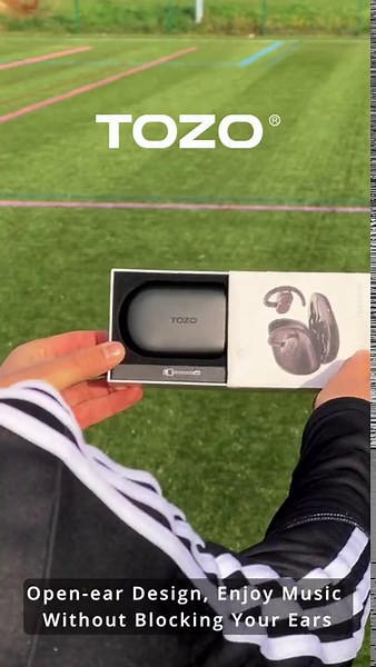 TOZO Open Ear Headphones,Bluetooth Wireless Earbuds,DSP Noise Cancelling,42H Stereo Bass,Crystal-Clear Calls,Lightweight,Dual-Device Pairing,Wireless Charging,Black