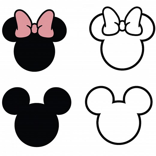 Mickey and Minnie Inspired SVG Bundle, Mickey Minnie Ears, Mouse Ears Outline and Mouse Bow, Mouse Silhouette, Mickey Mouse Head SVG, Mouse - Etsy