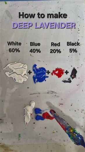 How to make Deep Lavender from just White, Blue, Red and Black? #lavender #satisfying #paintmixing