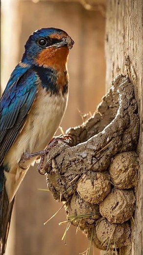 Swallow Bird Builds a Mud Nest | Nature Timelapse