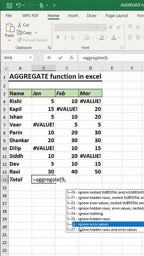 SUM values using AGGREGATE function in excel #exceltutorial #exceltips #exceltricks #excel