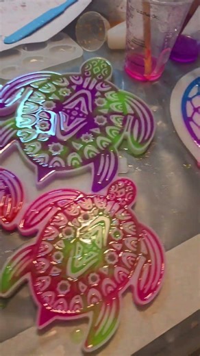 Neon dreams 🐢🌅glowing turtle family sunset dream catcher