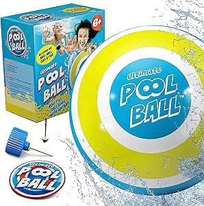 Activ Life Ultimate Pool Ball, Fill It with Water for Underwater Swimming Pool Games, Passing, Dribbling, Diving Fun Toys for Boys Girls Adults, Summer Gifts, Beach Trips, 6 inches, Yellow/Cyan