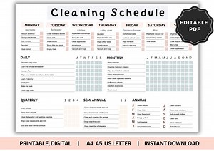 Editable Yearly Cleaning Schedule | Printable, Daily Checklist | To-dolist | to Do List, Business Goals | PDF| ADHD Cleaning| Responsibility - Etsy