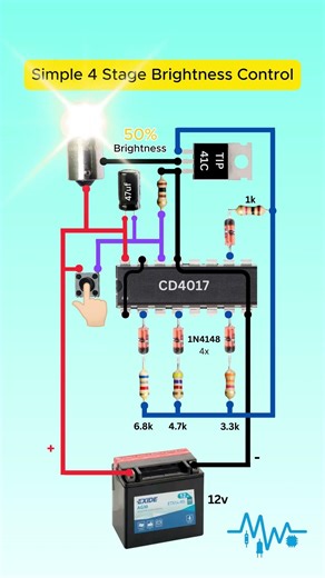 4 Step Brightness Controller Using CD4017 #Shorts