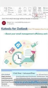 Quickly print email message without header in Outlook