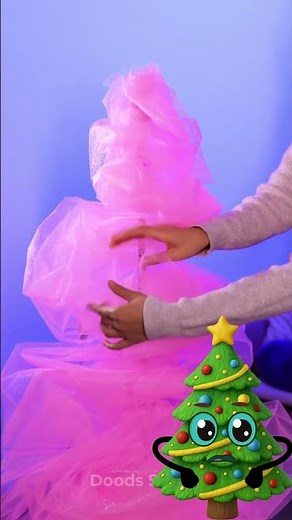 Cotton candy Christmas tree 🎄🍬✨ #christmasdiy #holidaydeco