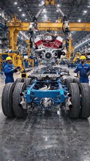 #creatorsearchinsights Bus Engine Installation Process | Heavy Duty Manufacturing 🚍