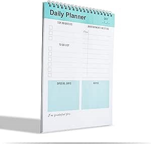 Daily Planner, To Do List Notepad, Spiral Notebook, Undated-52 Sheets-6.5" x 9.8" Checklist, Notebooks for Work, Personal Organizer Notepad, Daily Task Notebook (Green)