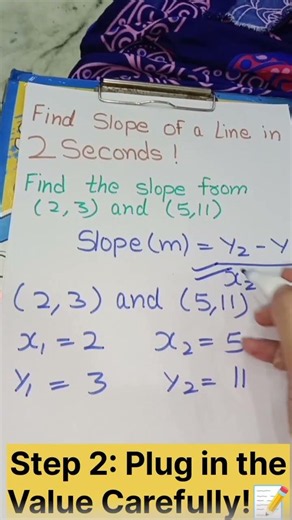 How to Find Slope of a Line Step-by-Step! 📈 | Easy Math Class #shorts